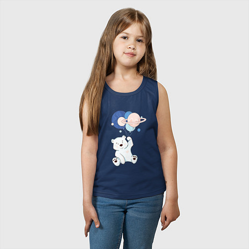Детская майка Мишка летит на шариках / Тёмно-синий – фото 3