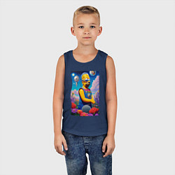 Майка детская хлопок Гомер Симпсон в будущем - нейросеть, цвет: тёмно-синий — фото 2