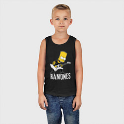 Майка детская хлопок Ramones Барт Симпсон рокер, цвет: черный — фото 2