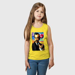 Майка детская хлопок Salvador Dali and cat, цвет: желтый — фото 2