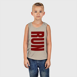 Майка детская хлопок Run большая вертикальная надпись, цвет: миндальный — фото 2