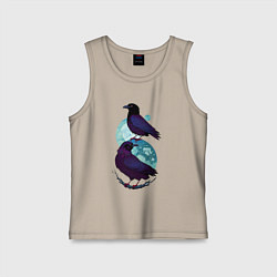 Майка детская хлопок Фиолетовые вороны, цвет: миндальный