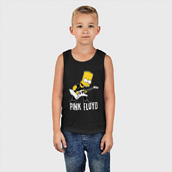 Майка детская хлопок Pink Floyd Барт Симпсон рокер, цвет: черный — фото 2