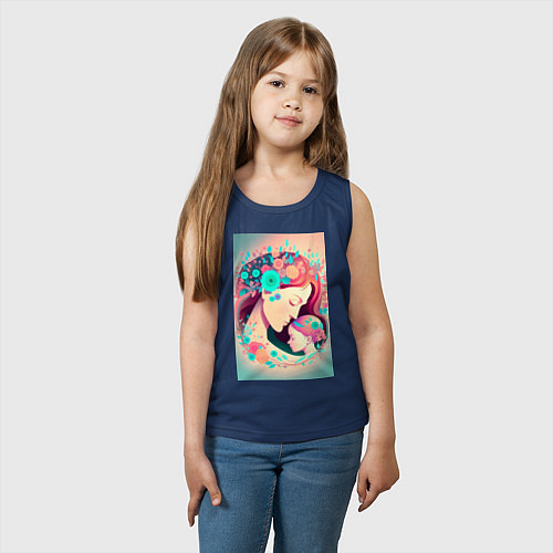 Детская майка Девушка с ребенком / Тёмно-синий – фото 3