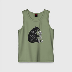 Майка детская хлопок Космонавт и малая медведица, цвет: авокадо