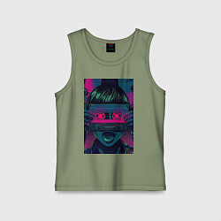 Майка детская хлопок Музыкальная девушка, цвет: авокадо