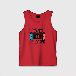 Майка детская хлопок Level 8 unlocked, цвет: красный