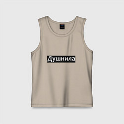 Майка детская хлопок Я душнила - черный, цвет: миндальный