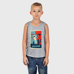 Майка детская хлопок Meow obey, цвет: меланж — фото 2
