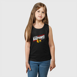 Майка детская хлопок Чикаго Блэкхокс название команды и логотип, цвет: черный — фото 2