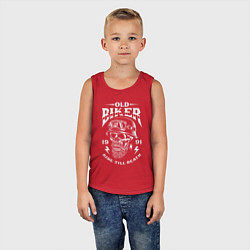 Майка детская хлопок Старый байкер, цвет: красный — фото 2