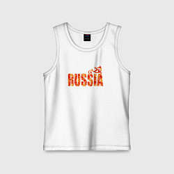 Майка детская хлопок Russia: в стиле хохлома, цвет: белый