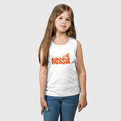 Майка детская хлопок Russia: в стиле хохлома, цвет: белый — фото 2
