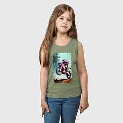 Майка детская хлопок Мотокросс - экстрим, цвет: авокадо — фото 2