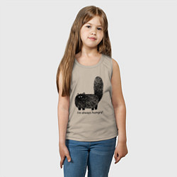 Майка детская хлопок Кот, который всегда голодный - мем, цвет: миндальный — фото 2