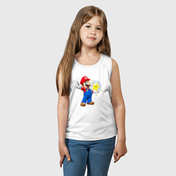 Майка детская хлопок Марио держит звезду, цвет: белый — фото 2