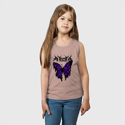 Майка детская хлопок Gothic black butterfly, цвет: пыльно-розовый — фото 2