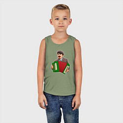 Майка детская хлопок Ленин на баяне, цвет: авокадо — фото 2
