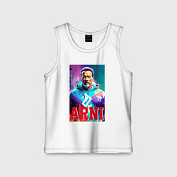 Майка детская хлопок Super Arnold Schwarzenegger - Arni ai pop art, цвет: белый