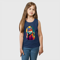 Майка детская хлопок Лисица на фоне звёздного неба - нейросеть, цвет: тёмно-синий — фото 2