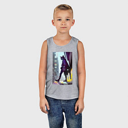 Майка детская хлопок Чёрный котяра на своём районе - Бронкс, цвет: меланж — фото 2