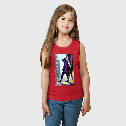 Детская майка Чёрный котяра на своём районе - Бронкс / Красный – фото 3