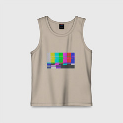 Майка детская хлопок Разноцветные полосы в телевизоре, цвет: миндальный