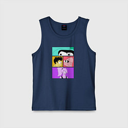 Майка детская хлопок Futurama: Бендер Лила Фрай и профессор, цвет: тёмно-синий