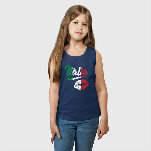 Детская майка Поцелуй Италии / Тёмно-синий – фото 3