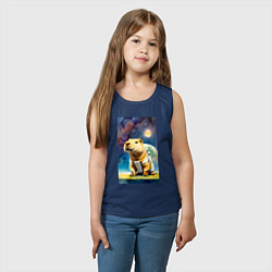 Майка детская хлопок Capybara brave astronaut - neural network, цвет: тёмно-синий — фото 2