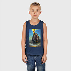 Майка детская хлопок Кенгуру - киберпанк - Австралия, цвет: тёмно-синий — фото 2