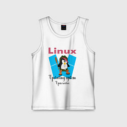 Майка детская хлопок Пингвин линукс в шляпе, цвет: белый