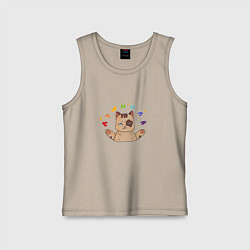 Майка детская хлопок Котик душнила, цвет: миндальный