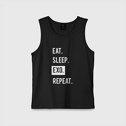 Майка детская хлопок Eat Sleep EXO Repeat, цвет: черный