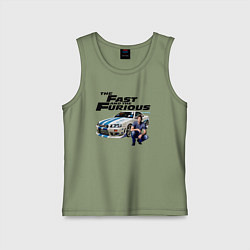 Майка детская хлопок Брайан ОКоннер Nissan Skyline R34, цвет: авокадо