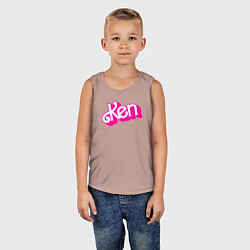 Майка детская хлопок Логотип розовый Кен, цвет: пыльно-розовый — фото 2