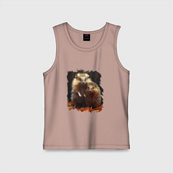 Майка детская хлопок Милые ёжики, цвет: пыльно-розовый