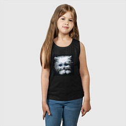 Майка детская хлопок Милый серый пиксельный котик с голубыми глазами, цвет: черный — фото 2
