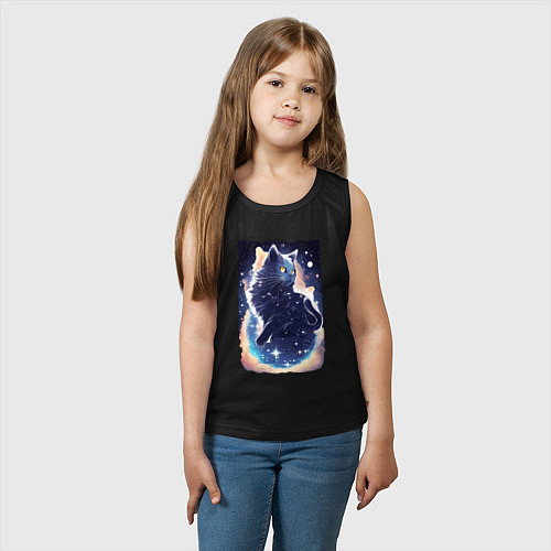 Детская майка Туманность кота / Черный – фото 3
