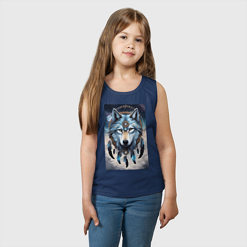Детская майка Шаман волк / Тёмно-синий – фото 3