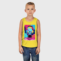 Майка детская хлопок Cool skull - cyberpunk - pop art, цвет: желтый — фото 2