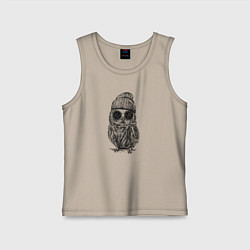 Майка детская хлопок Сова на стиле, цвет: миндальный