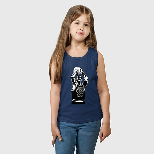 Детская майка Майкл Джордан бросает мяч / Тёмно-синий – фото 3