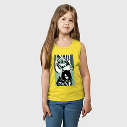 Майка детская хлопок Крутая девчонка под защитой волка, цвет: желтый — фото 2