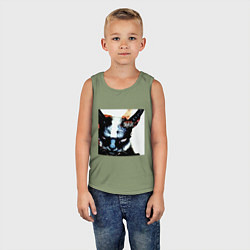 Майка детская хлопок Slipkat Meowa, цвет: авокадо — фото 2