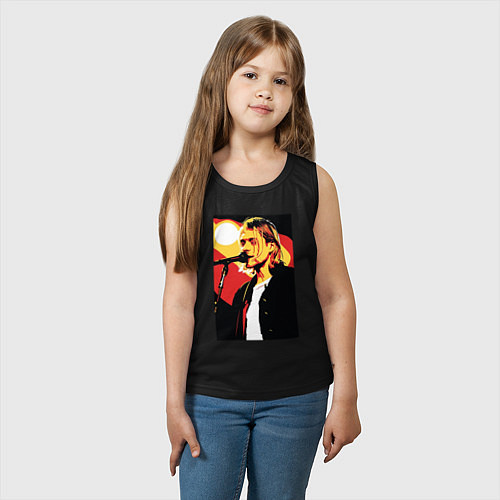 Детская майка Курт Кобейн с микрофоном / Черный – фото 3