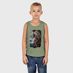 Майка детская хлопок Assassins Creed Mirage Асасин Крид Мираж, цвет: авокадо — фото 2