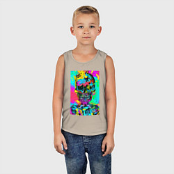 Майка детская хлопок Cool skull - pop art - vogue, цвет: миндальный — фото 2