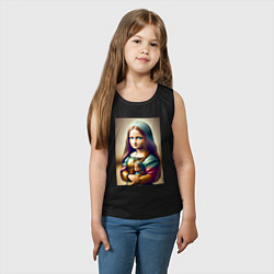 Майка детская хлопок Маленькая Лиза с куклой - искусство, цвет: черный — фото 2