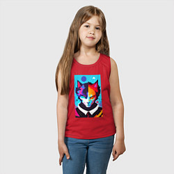 Майка детская хлопок Сердитый кот - поп-арт, цвет: красный — фото 2